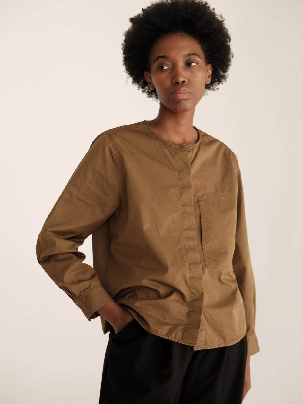COS Olive Green Cotton Poplin Shirt Size 8